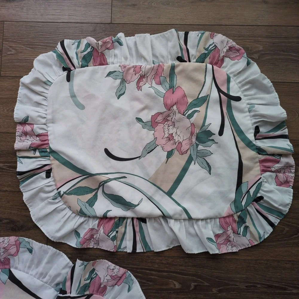 Vtg Springmaid Anastasia Andre Richard Standard Pillow Shams Ruffle Floral Set